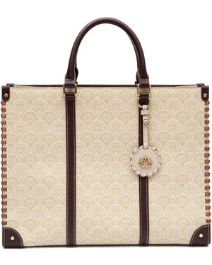 Isla Borsa Tote Denim Con Monogramma - Neutro