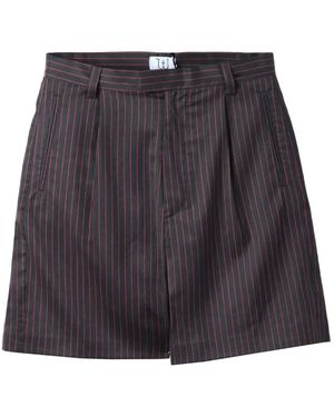 Winnie NY Pinstripe Pleated Shorts - Purple
