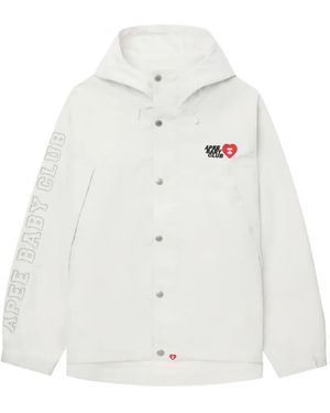 A Bathing Ape Hooded Logo Jacket - White