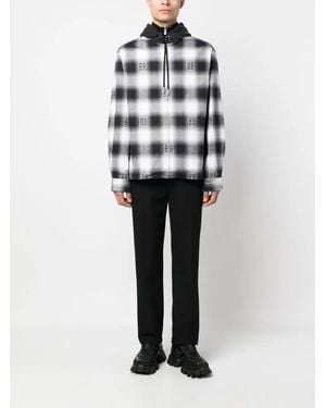 Givenchy Check-Pattern Oversize Hooded Shirt Jacket - Gray
