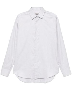 Canali Geometric-Print Shirt - White
