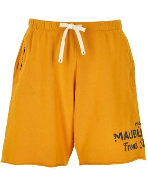 FRONT STREET 8 Drawstring Frayed-Hem Shorts - Orange