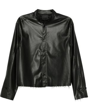 TEAM WANG design Raw-Edge Shirt - Black