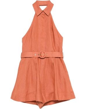 Zimmermann Halter Belted Playsuit - Orange