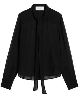 Ami Paris Acot Silk Blouse - Black