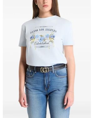 Guess T-Shirt Met Logoprint - Blauw