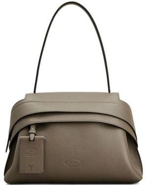 Tod's Folded Leather Shoulder Bag - Metallic