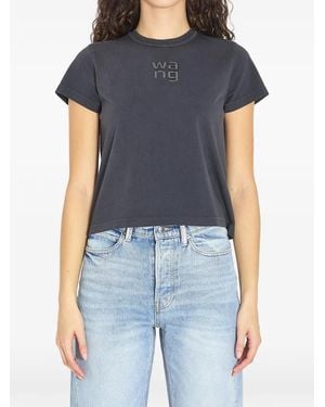 Alexander Wang Logo-Rhinestone T-Shirt - Blue