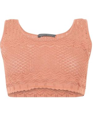 Alberta Ferretti Crochet-Knit Crop Top - Pink