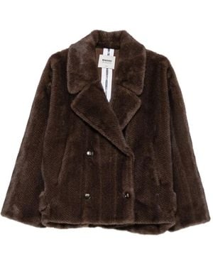 S.W.O.R.D Double-Breasted Faux-Fur Coat - Brown