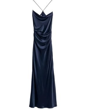 The Sei Vestido Largo Con Cuello Desbocado - Azul