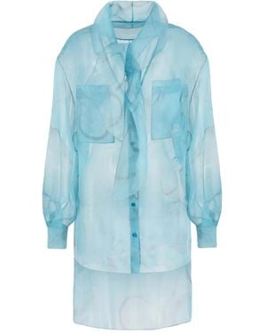 Giorgio Armani Camisa De Seda Con Estampado Floral - Azul