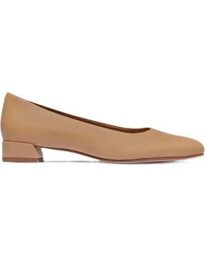 Bernardo Dune Square-Toe Block-Heel Court Shoes - Natural