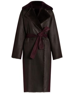 Alberta Ferretti Belted Leather Coat - Black
