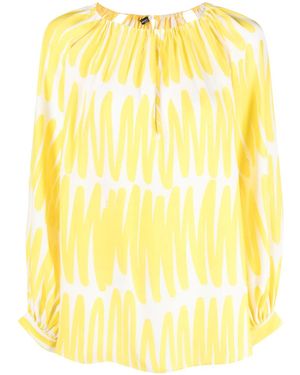 Kiton Abstract-Print Silk Blouse - Yellow
