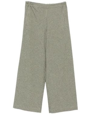 Niu Check-Pattern Elasticated-Waist Pants - Green