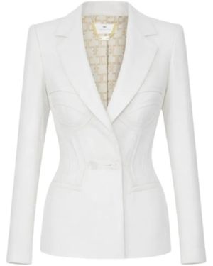 Elisabetta Franchi Bustier-Style Raw-Cut Jacket - White