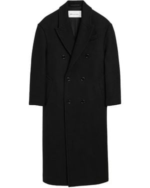 Ami Paris Long Double Breasted Wool Coat - Black