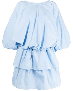 Goen.J Balloon-Sleeves Poplin Dress - Blue