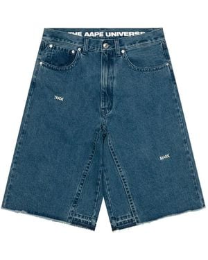 Aape By A Bathing Ape Short En Jean À Bords Francs - Bleu