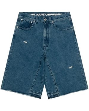 Aape By A Bathing Ape Short En Jean À Bords Francs - Bleu