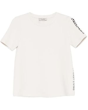 Max Mara T-Shirt Nancy Con Logo - Bianco