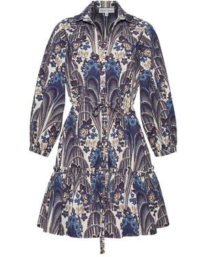 Cara Cara Robin Floral-Print Tiered Mini Dress - Blue