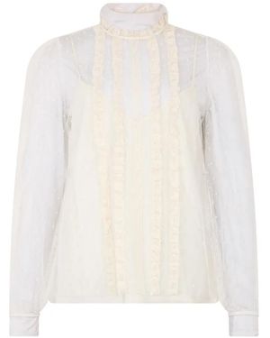RED Valentino Camisa de encaje con cuello alto - Blanco
