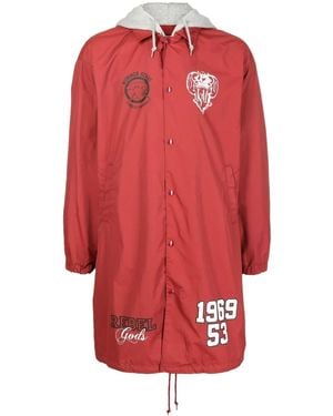 Undercoverism Logo-Print Hooded Coat - Red