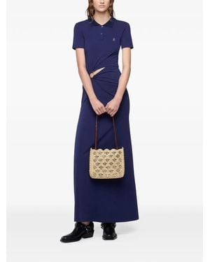 Rabanne Piercing-Detail Polo-Collar Maxi Dress - Blue