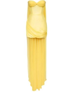 POST MERIDIEM Corset Train Mini Dress - Yellow