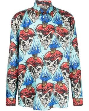 Philipp Plein Skull-Print Shirt - Blue