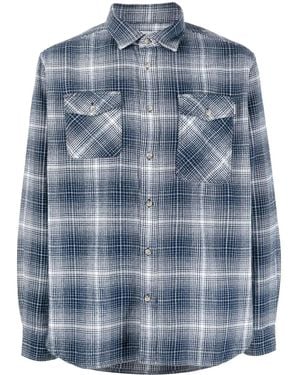 Woolrich Check-Pattern Button-Up Shirt - Blue