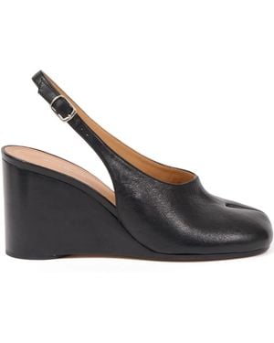 Maison Margiela Tabi Wedge Leather Court Shoes - Black
