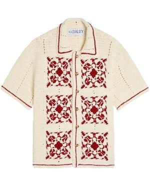 S.S.Daley Sako Crochet Open-Knit Shirt - Pink