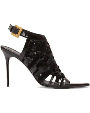 Balmain Fringed Open-Toe Sandals - Black