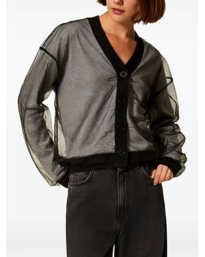 Twinset Cárdigan con paneles de tul - Negro