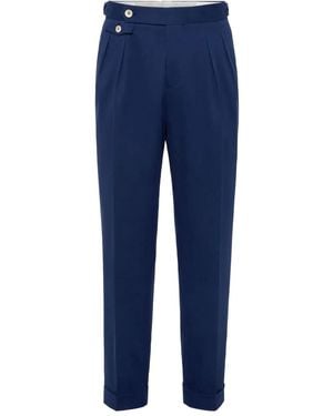 Brunello Cucinelli Pleated-Front Tailored Trousers - Blue