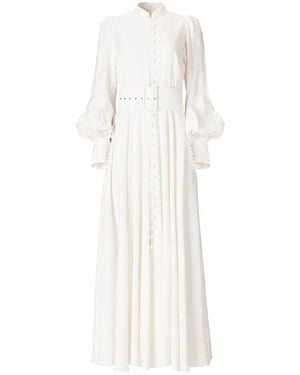 MOOS STUDIO Buttoned Belted Maxi Dress - White