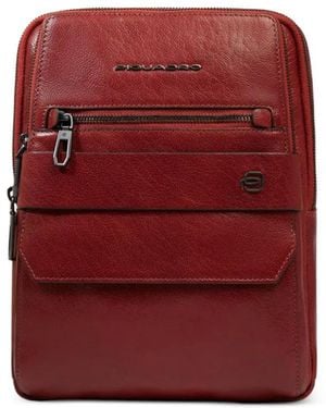 Piquadro Leather Ipad Crossbody Bag - Red