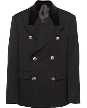 Prada Double-Breasted Wool Blazer - Black