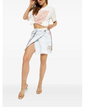 One Teaspoon Chain-Detail Asymmetric Mini Skirt - White