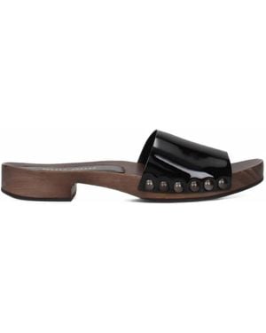 Miu Miu Studded Leather Sandals - White