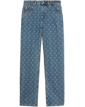 Marine Serre Pantaloni Dritti - Blu