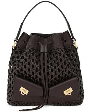 Ferragamo Borsa A Secchiello Con Tasche - Nero