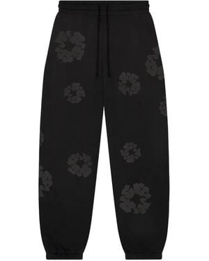 DENIM TEARS Faded Mono Cotton Track Trousers - Black