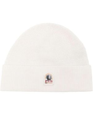 Parajumpers Logo-Patch Ribbed-Knit Beanie - White