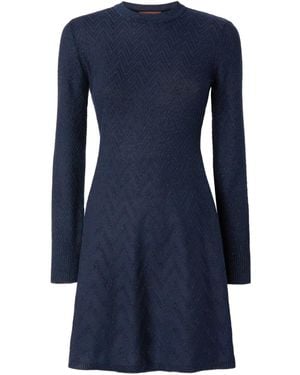 Missoni ジグザグパターン ミニドレス - ブルー