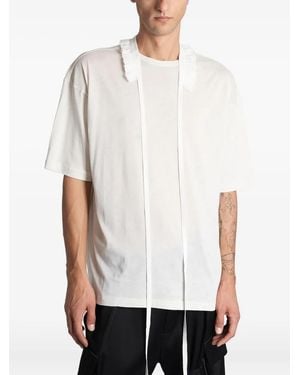 Ann Demeulemeester Danvald Ruffle-Detail Ribbon T-Shirt - White