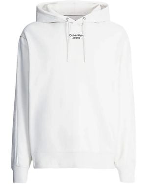 Calvin Klein Logo-Print Relaxed-Fit Hoodie - White